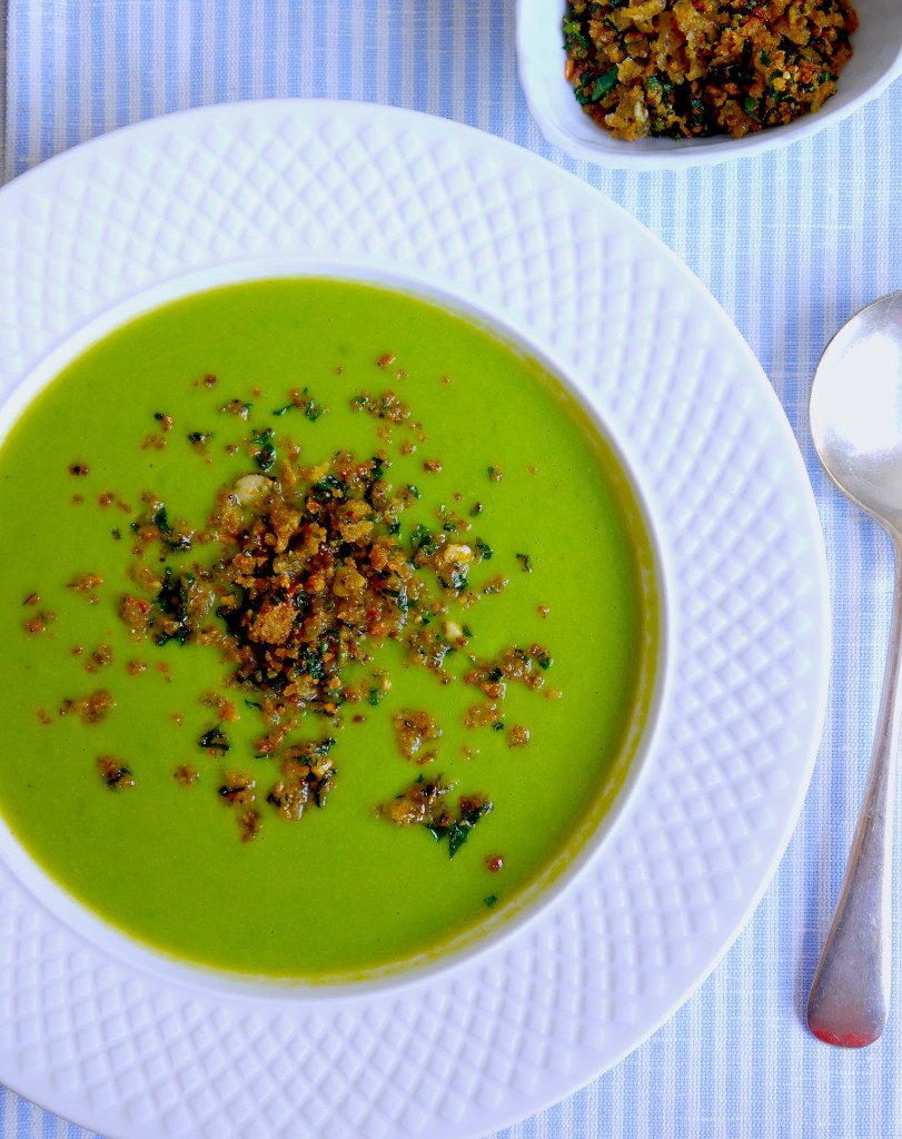 Pea and Asparagus Soup with Tarragon Breadcrumbs - Kathryn Bruton Food &amp; Drink